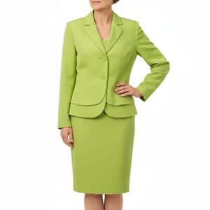 Metrostyle Suit Women 6 Lime Green Professional Tailored Skirt Suit